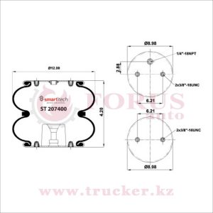 Пневмоподушка FD 330-22 M12x1.5 M8 гармошка 2-х секционная (BPW) (ST 207400, ST207400)