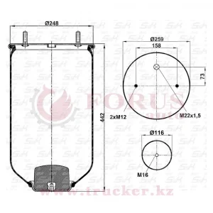 Пневмоподушка 4004 N P02 без стакана (SAF) (SK-4004P-01, 4284300301)