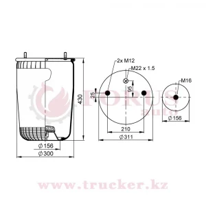 Пневмоподушка 4881 N P02 без стакана (BPW, Schmitz) (SK-4881P-01, BPW 0542941010, Schmitz 750570, Airtech 34881P, ContiTech 41010 N P04, SMT ST 4881.S)