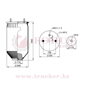 Пневмоподушка 4004 N P02 без стакана (SAF) (ST4004.S01, 34004 P - Airtech, 04284300301, 4.284.3003.01)