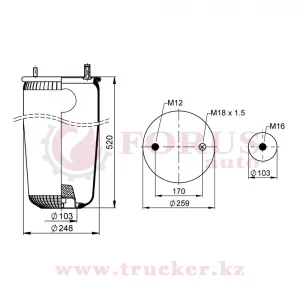 Пневмоподушка 4941 N P02 без стакана (BPW) (ST4941.S, 05.429.41.25.0-BPW, 0542941250-BPW)
