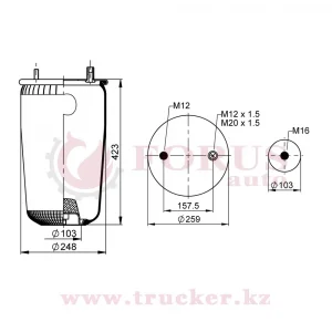 Пневмоподушка 4960 N P02 без стакана (BPW) (ST4960.S, BPW,05.429.41.77.0-BPW,0542941770-BPW)