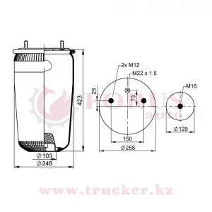 Пневмоподушка 940 MB без стакана (BPW, Schmitz, Scania) (ST940.S, BPW 0542940910, Schmitz 013769, Scania 2406164, Airtech 3940P, SIMPECO SP21008010, 3940 P-Airtech)