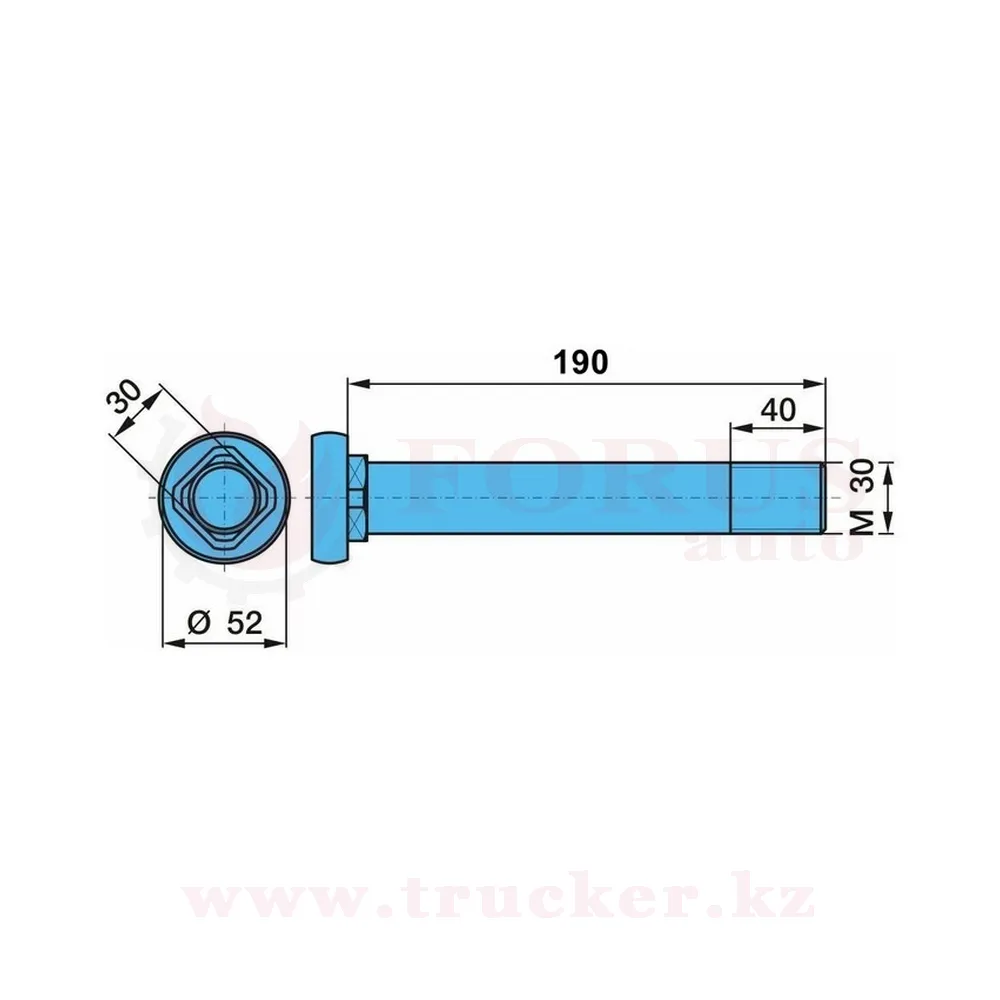 84-39343-sx (01) Болт M30*190*3.5 полурессоры с гайкой и шайбой BPW — изображение 1