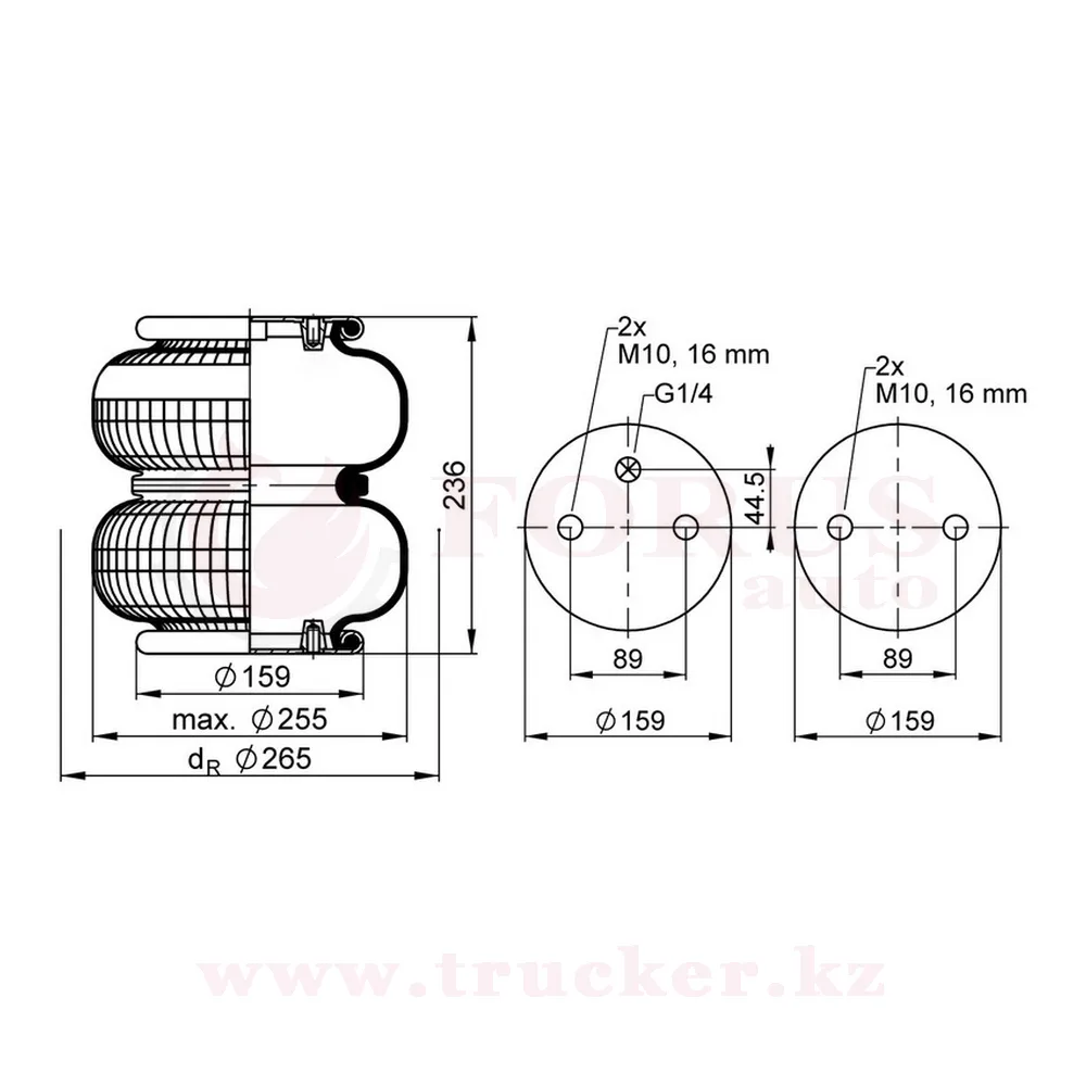 sk-113001-01pl (01) Пневмоподушка FD 200-22 1/4 M10 гармошка 2-х секционная (Schmitz) — изображение 1
