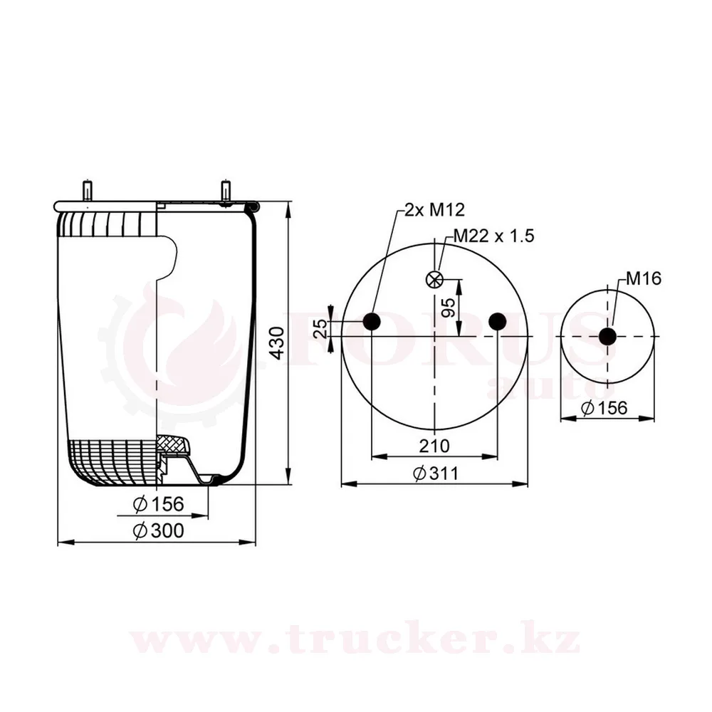 sk-4881p-01 (01) Пневмоподушка 4881 N P02 без стакана (BPW, Schmitz) — изображение 1