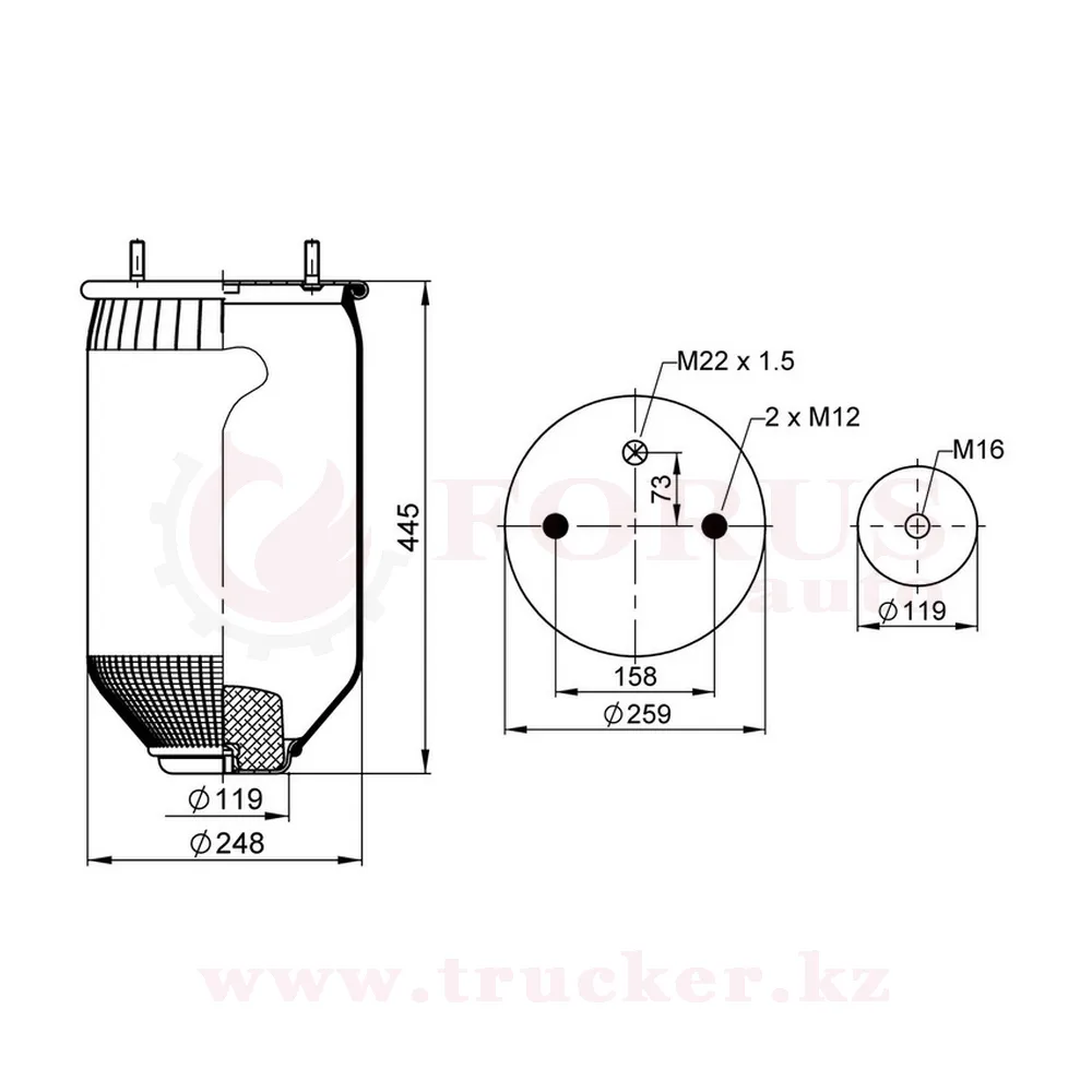 st4004s01 (01) Пневмоподушка 4004 N P02 без стакана (SAF) — изображение 1
