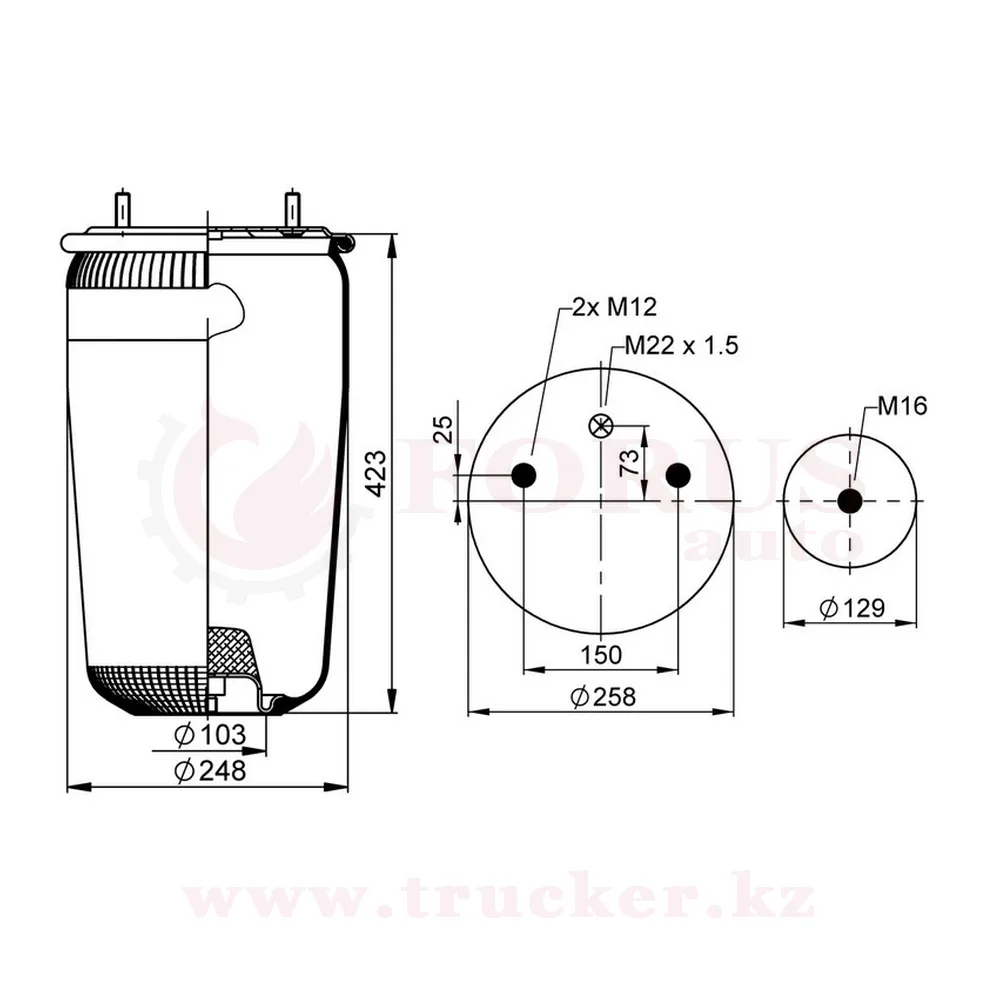 st940s (01) Пневмоподушка 940 MB без стакана (BPW, Schmitz, Scania) — изображение 1